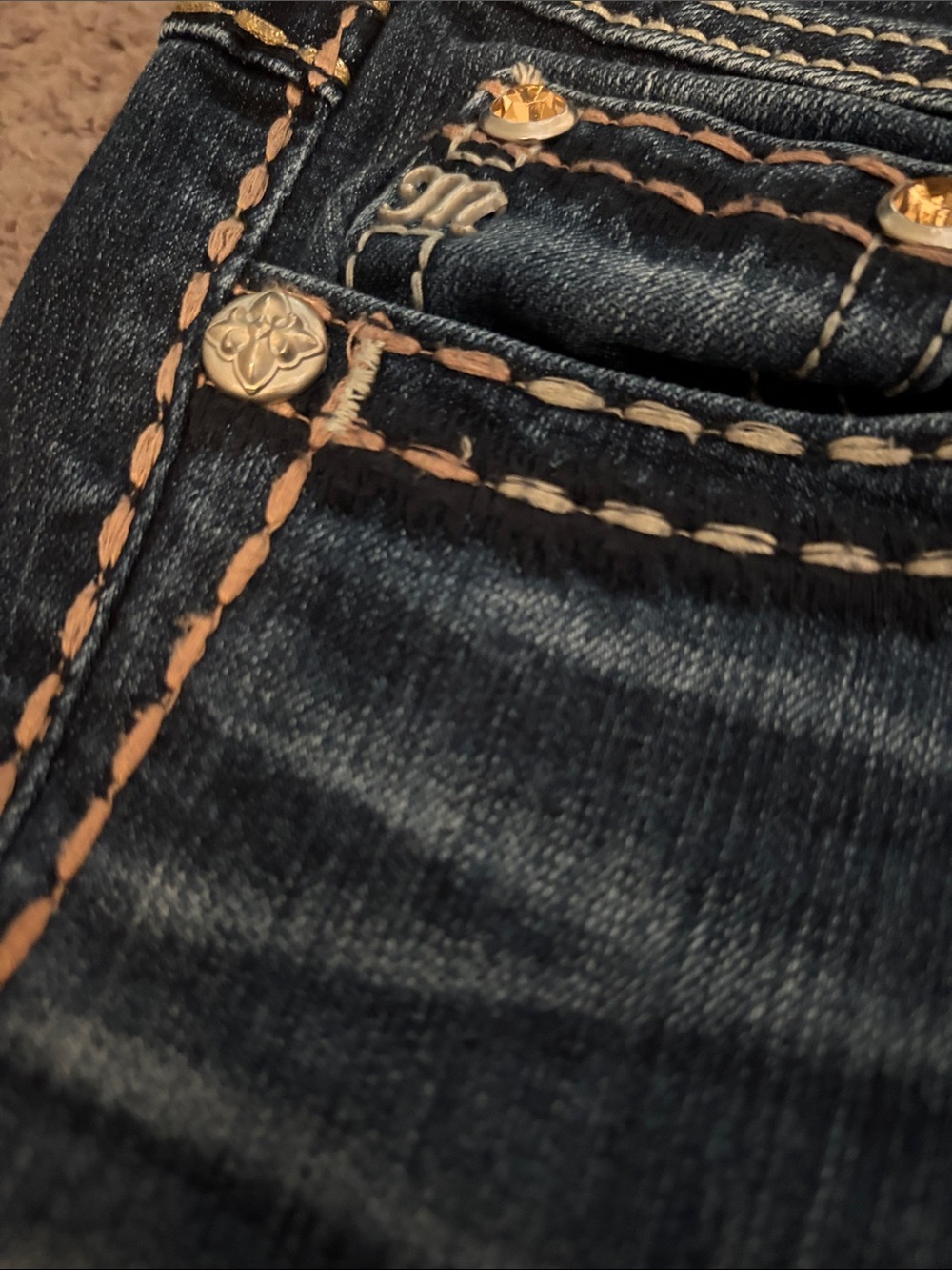 Miss Me Dark Indigo Bootcut Jeans with Embroidered Pocket - Picture 8 of 11